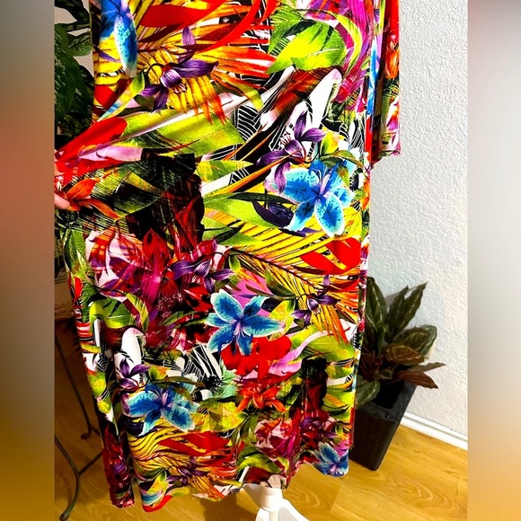 Investments multicolor beaded neckline midi dress size L - Picture 6 of 8